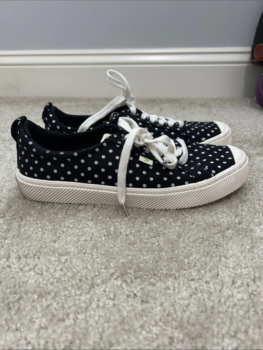 Cariuma Black Polka Dot Canvas Sneakers Womens Size 10
